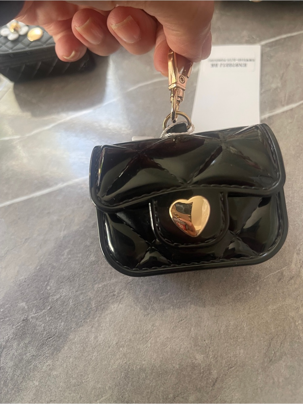 AirPods Black  charm Bag with Gold Heart Accent